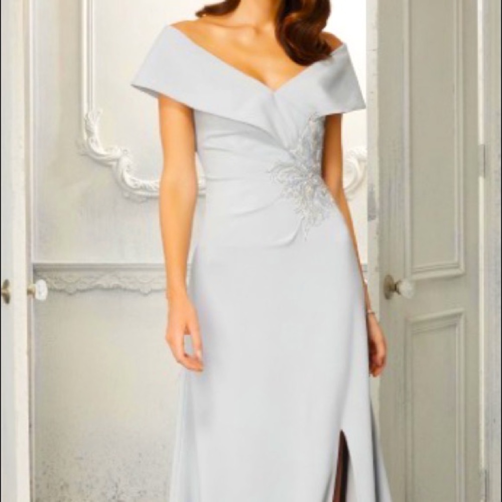 NEVER WORN. Silver, size 16, Madeline Gardner New York Evening Gown.